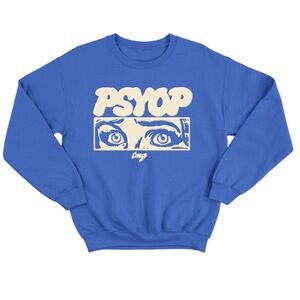 TMG Studios‎ PSYOP Puff Crewneck Blue and White Women’s Size Medium